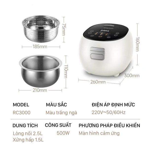 Nồi Cơm Điện Đa Năng - Kiêm Tách Đường - Snapbee RC3000 - Dung Tích 3 Lít - Lòng Nồi Niêu Inox 304 Siêu Dày Đầu Tiên Trên Thị Trường