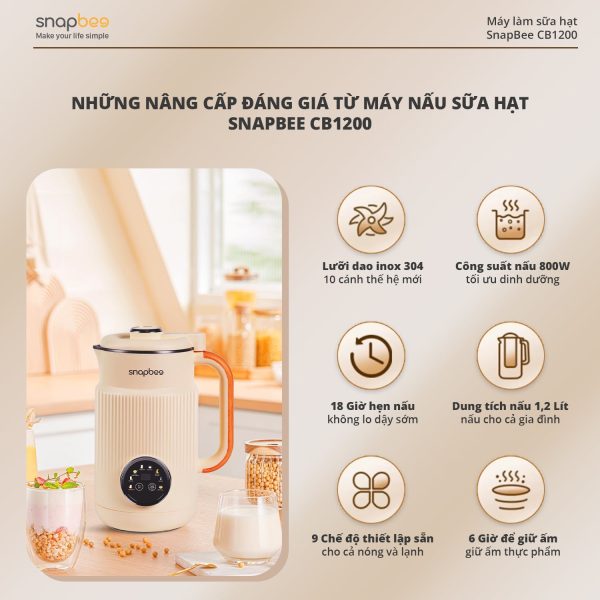 Máy Xay Nấu Đa Năng SNAPBEE CB1200 - Nhỏ Gọn  - Đa Chức Năng - Cao Cấp - Chống Trào - Giá Tốt Nhất